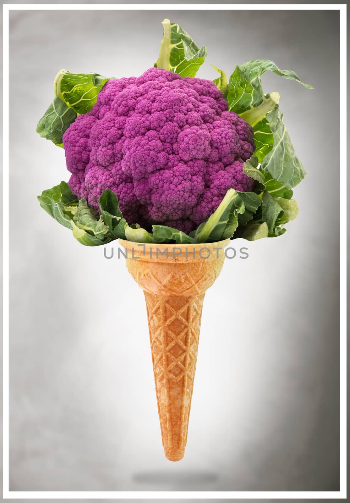a Delicious ice cream cone with purple cabbage taste