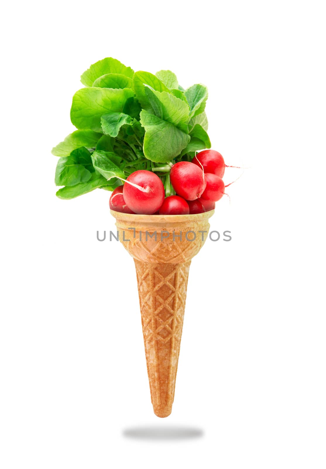 Delicious ice cream cone with radishes taste by photobeps