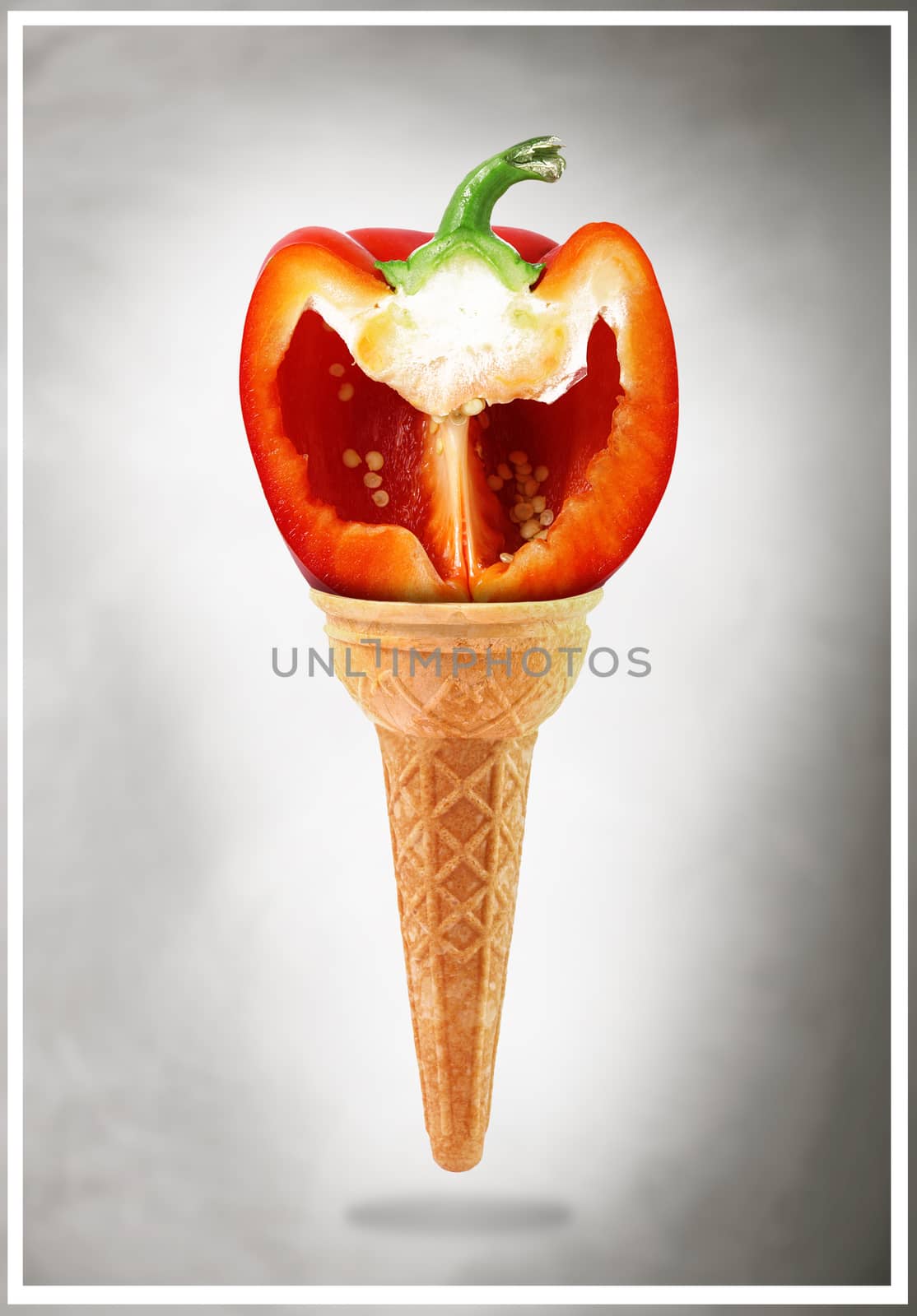 Delicious ice cream cone with pepper taste by photobeps