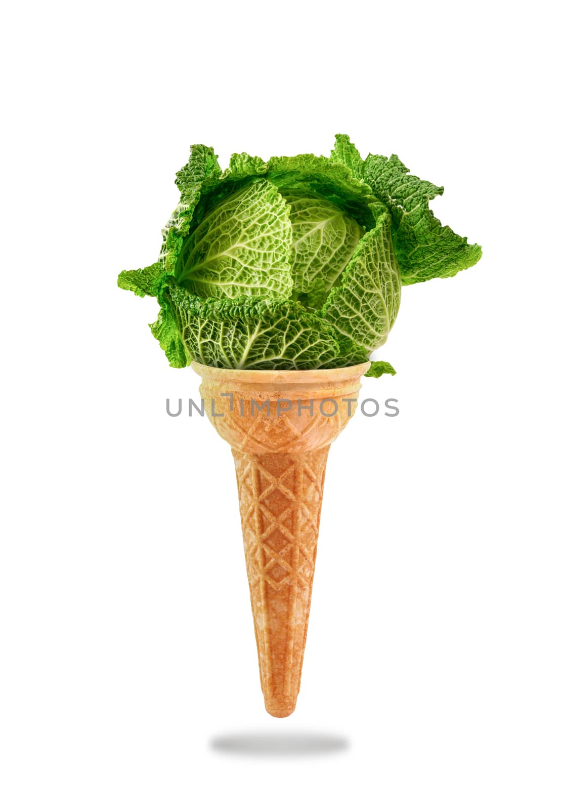 a Delicious ice cream cone with cabbage taste