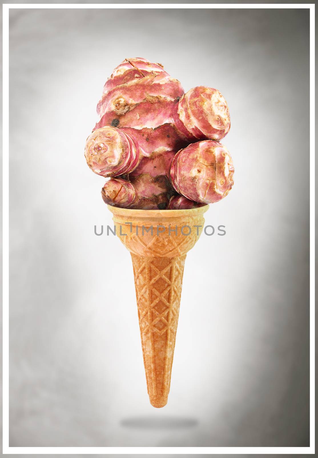 a Delicious ice cream cone flavored with Jerusalem artichoke