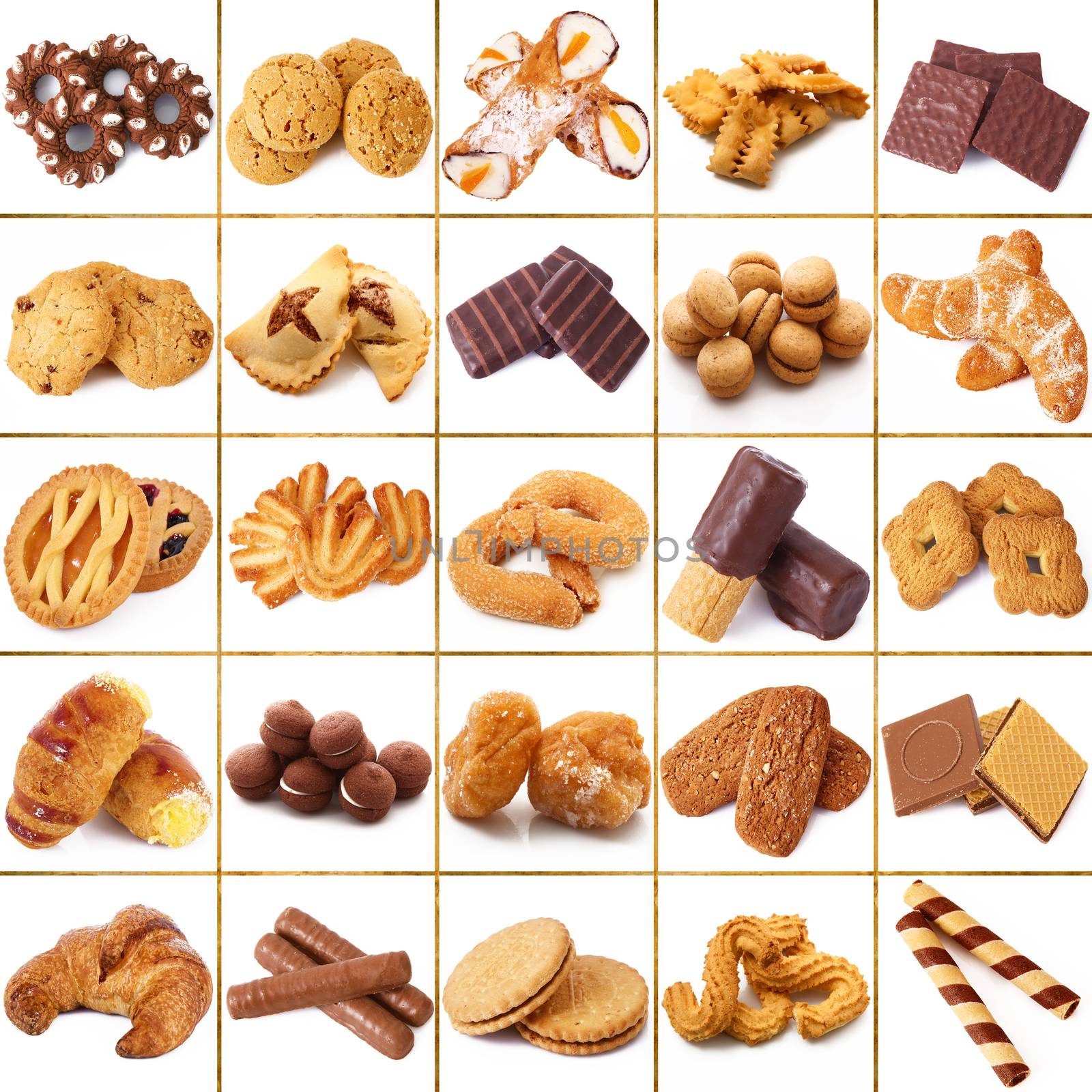 cookies collage on white background