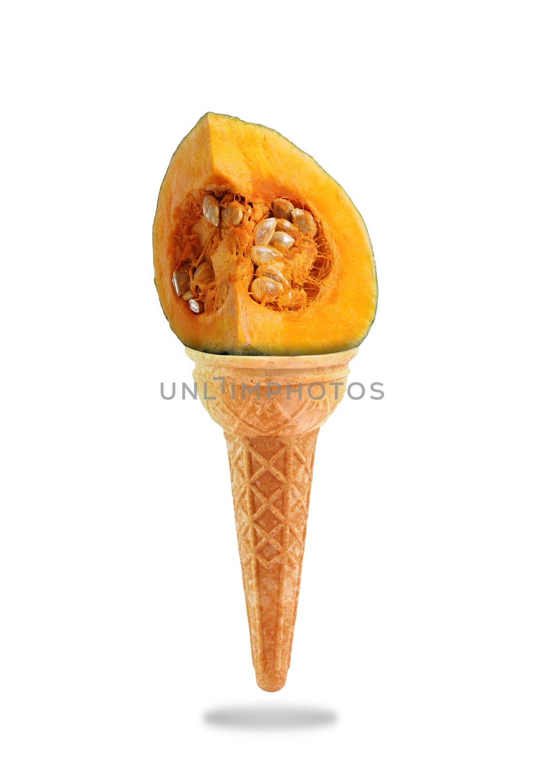 a Delicious ice cream cone flavored with pumpkin