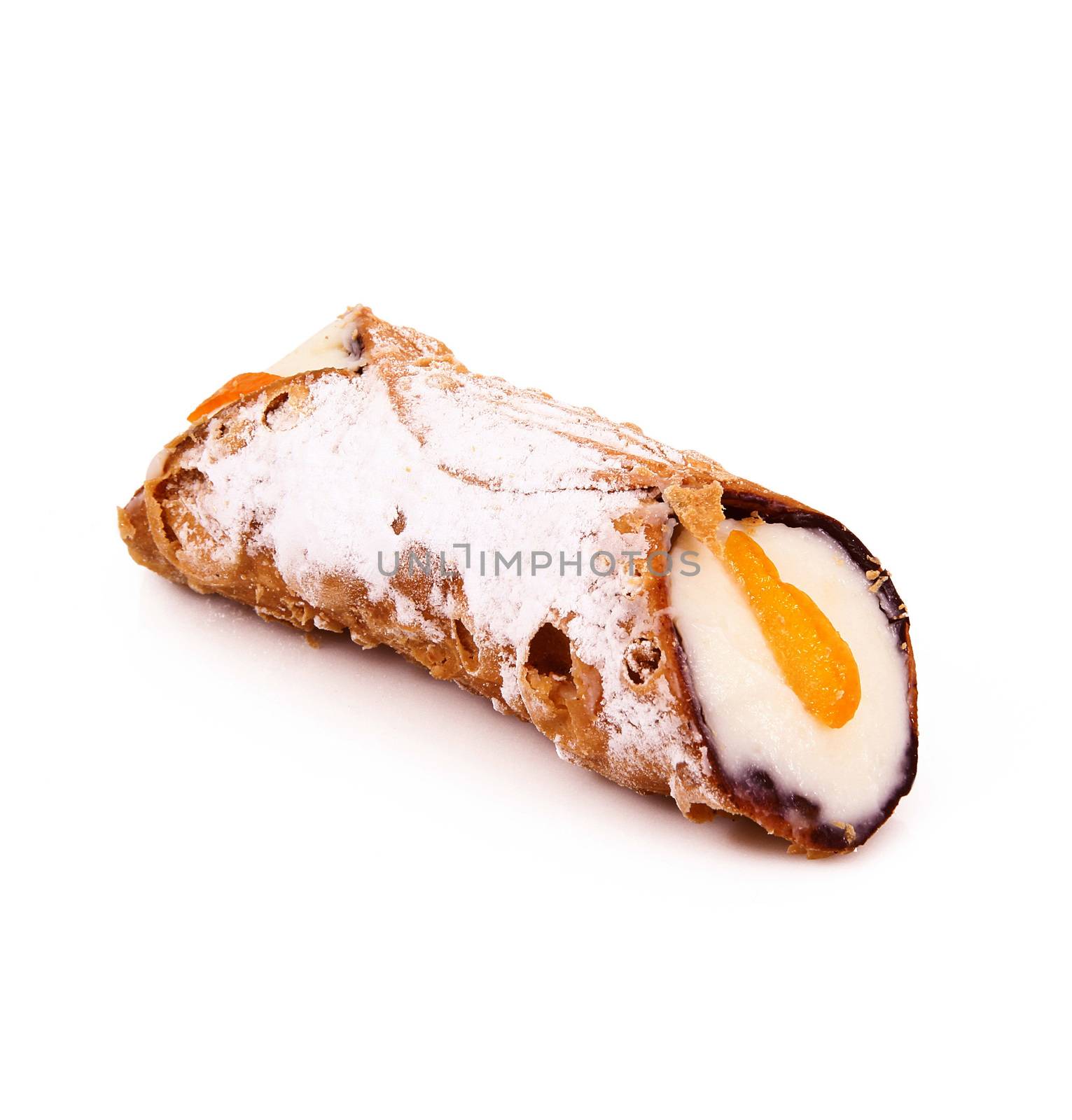sicilian cannoli on white background