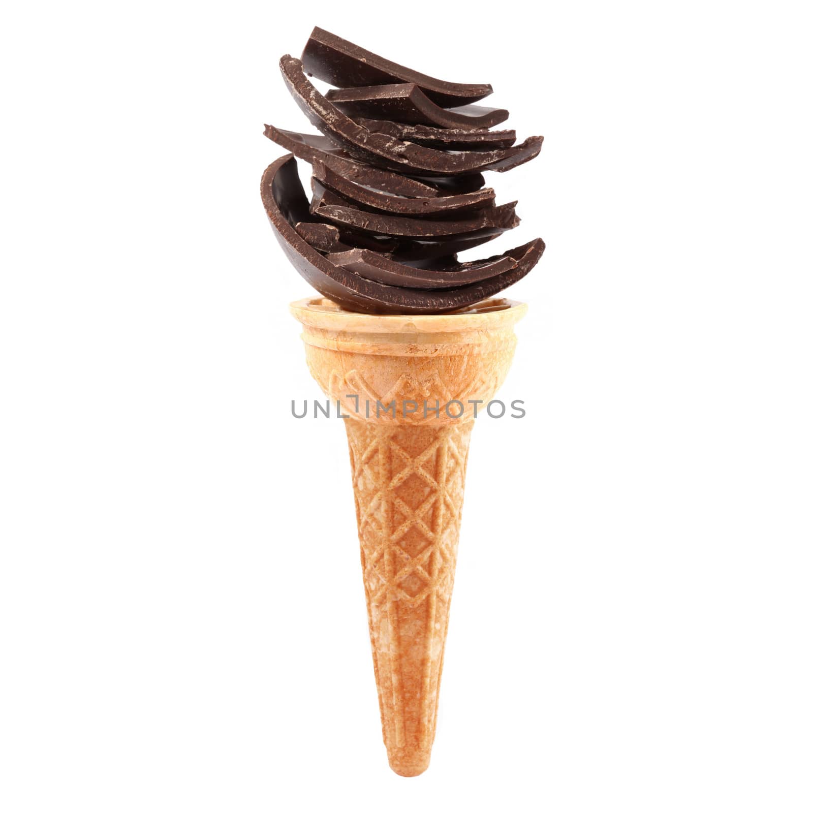 isolated chocolate ice cream on white background