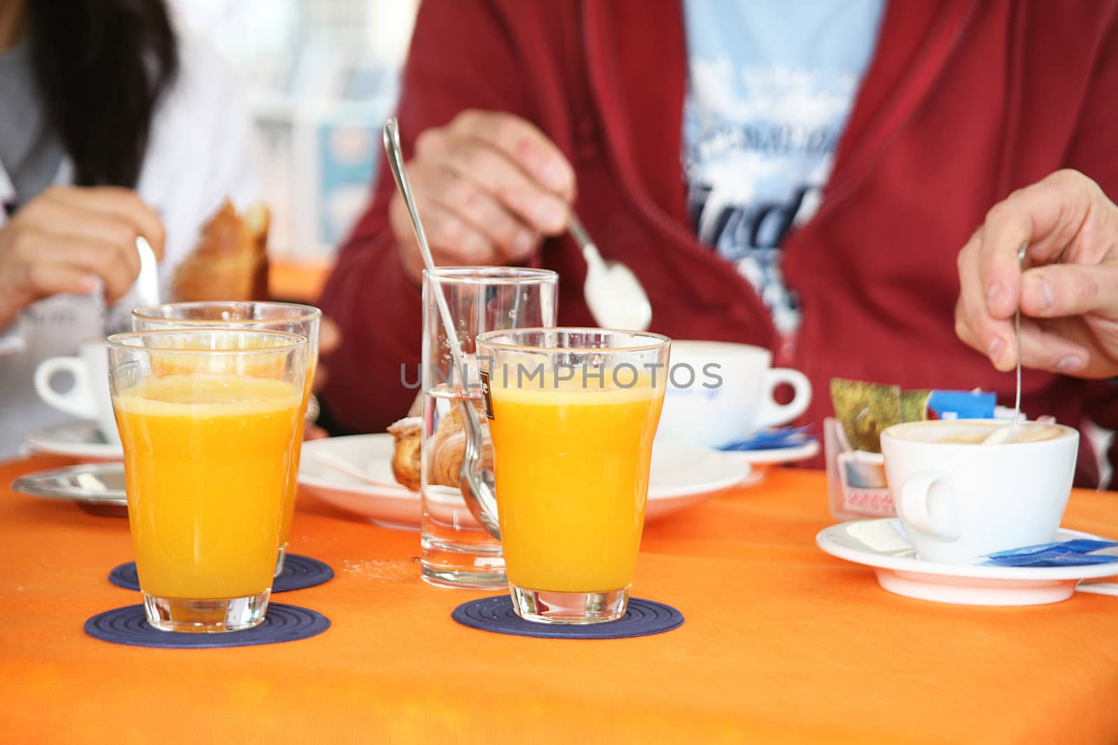 a good breakfast with orange juice and coffee