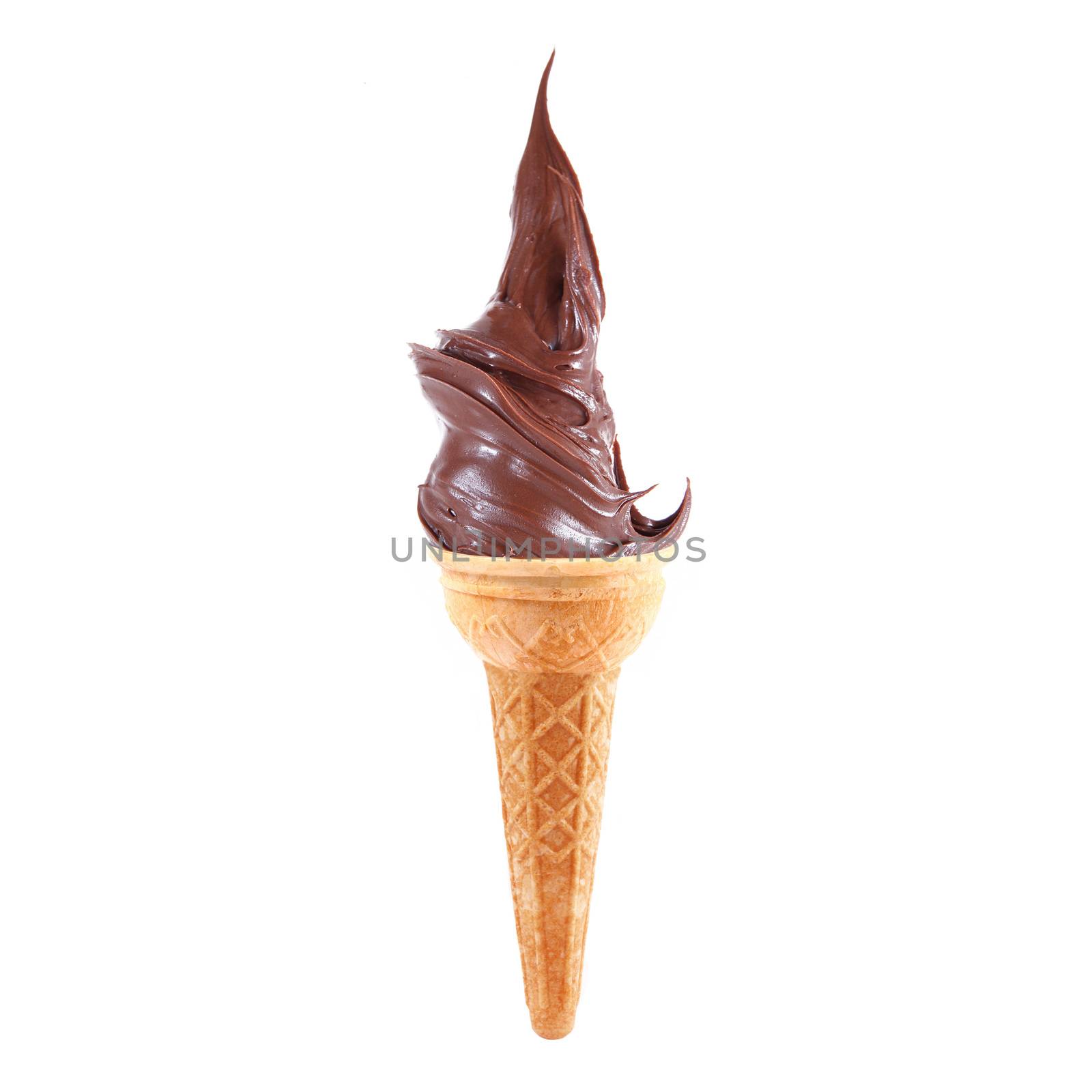 isolated chocolate ice cream on white background