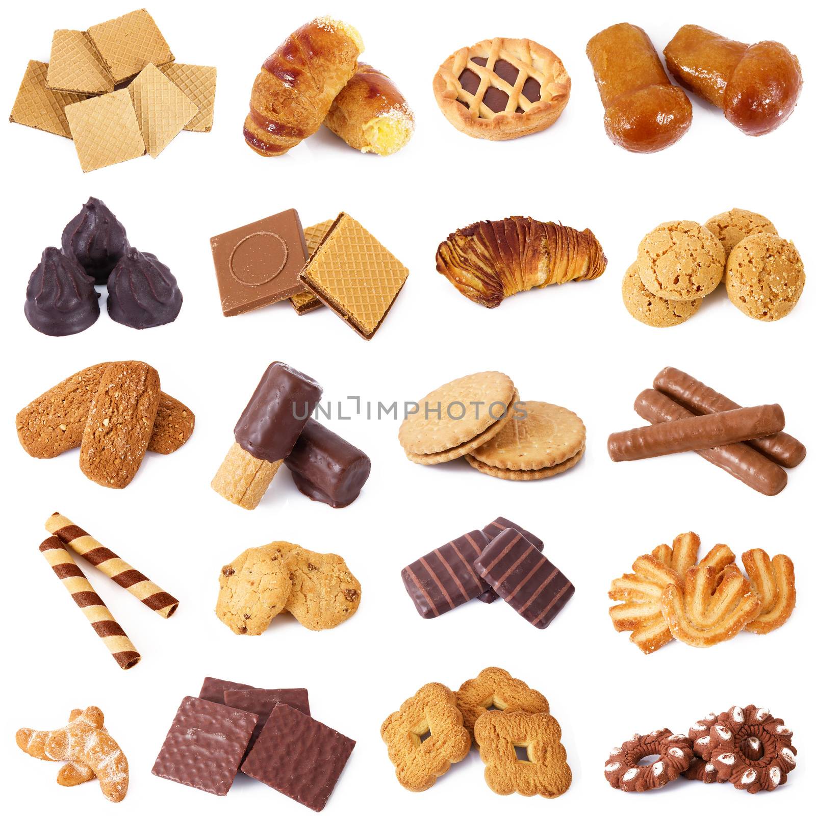 delicious cookies collage on white background