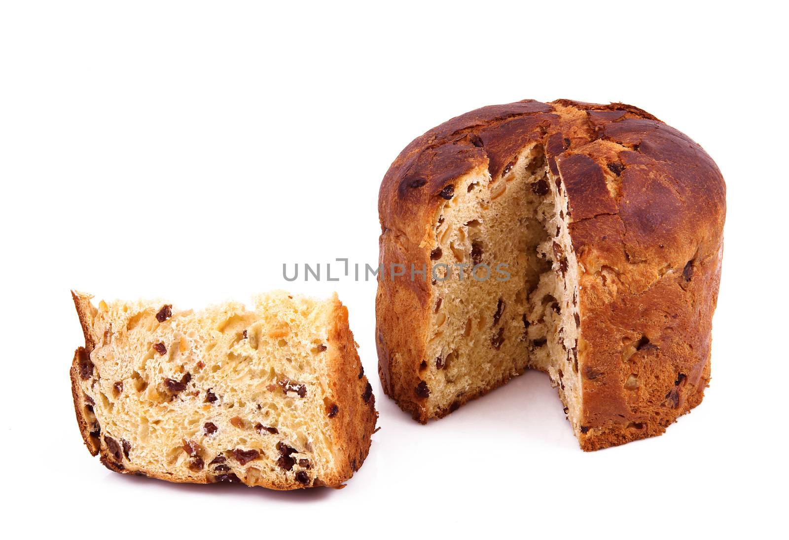 italian panettone on white background