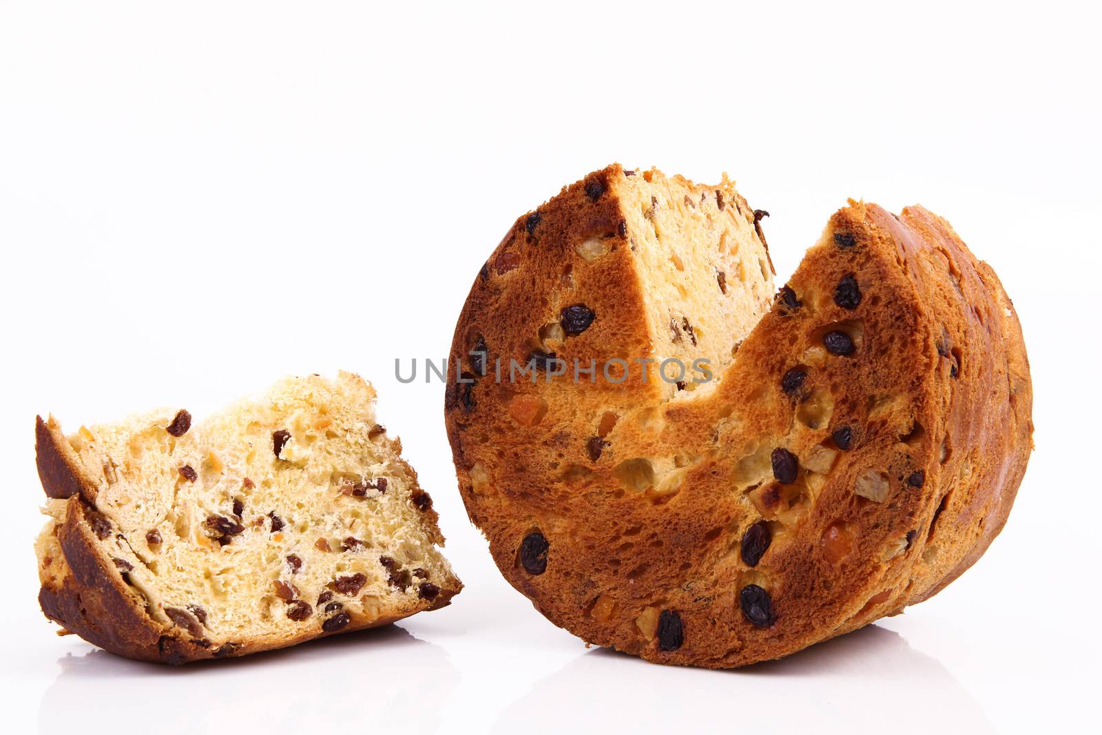 italian panettone on white background