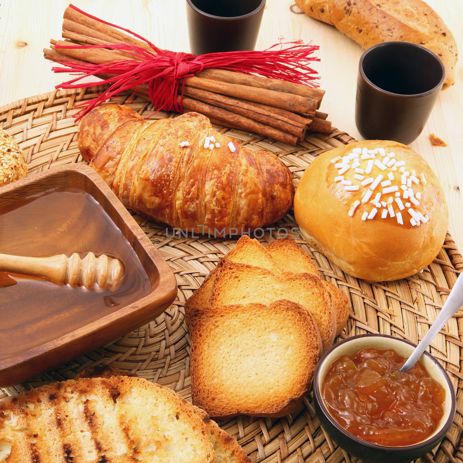 delicious breakfast on rustic wooden table