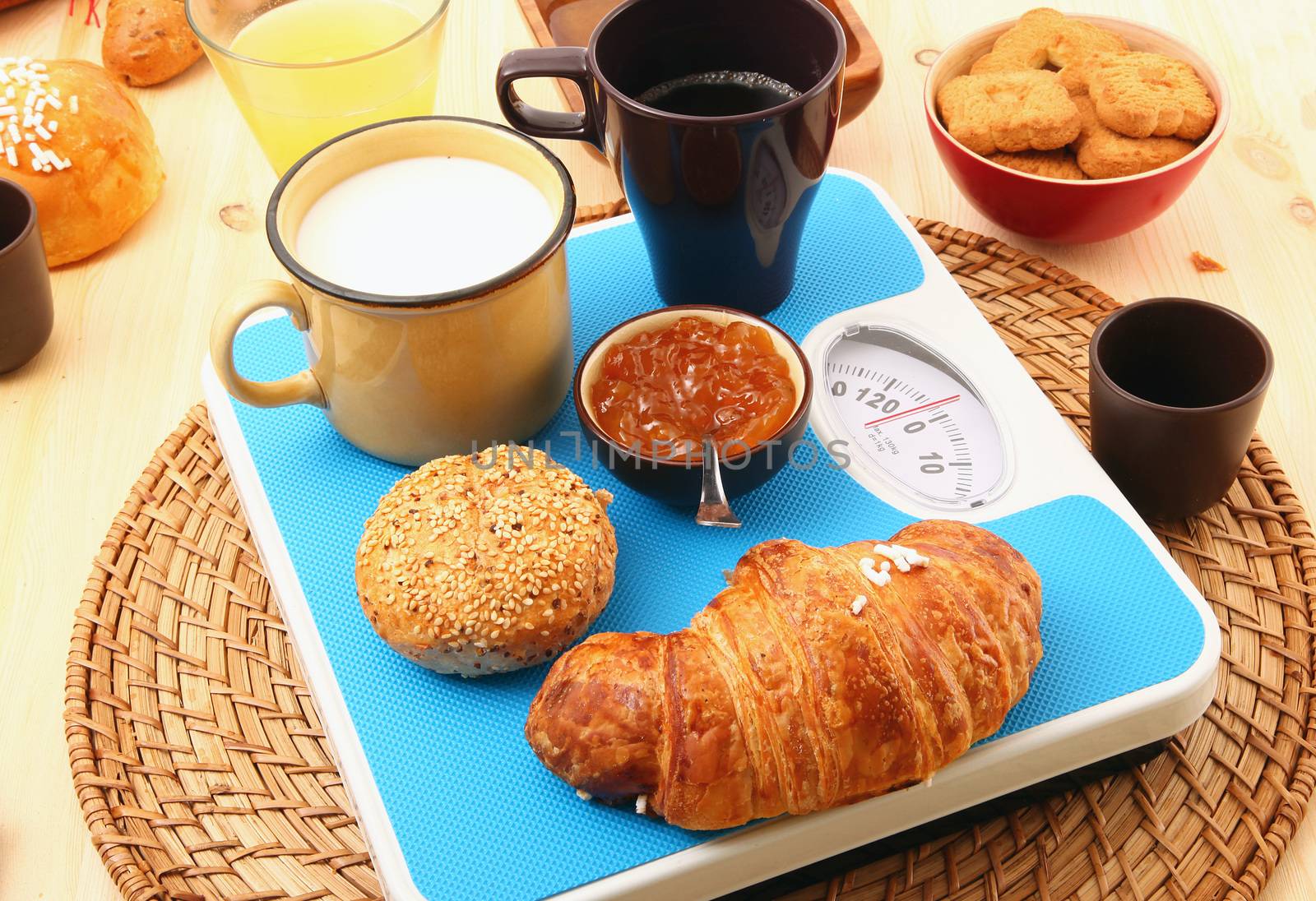 delicious breakfast on rustic wooden table
