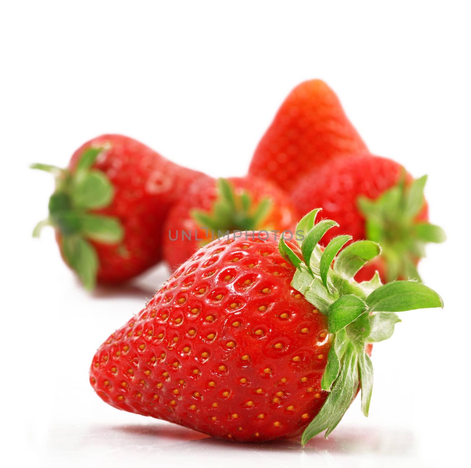 fresh strawberries on white background