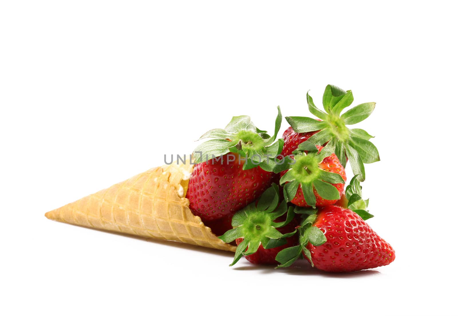 fresh strawberries like ice cream on white background