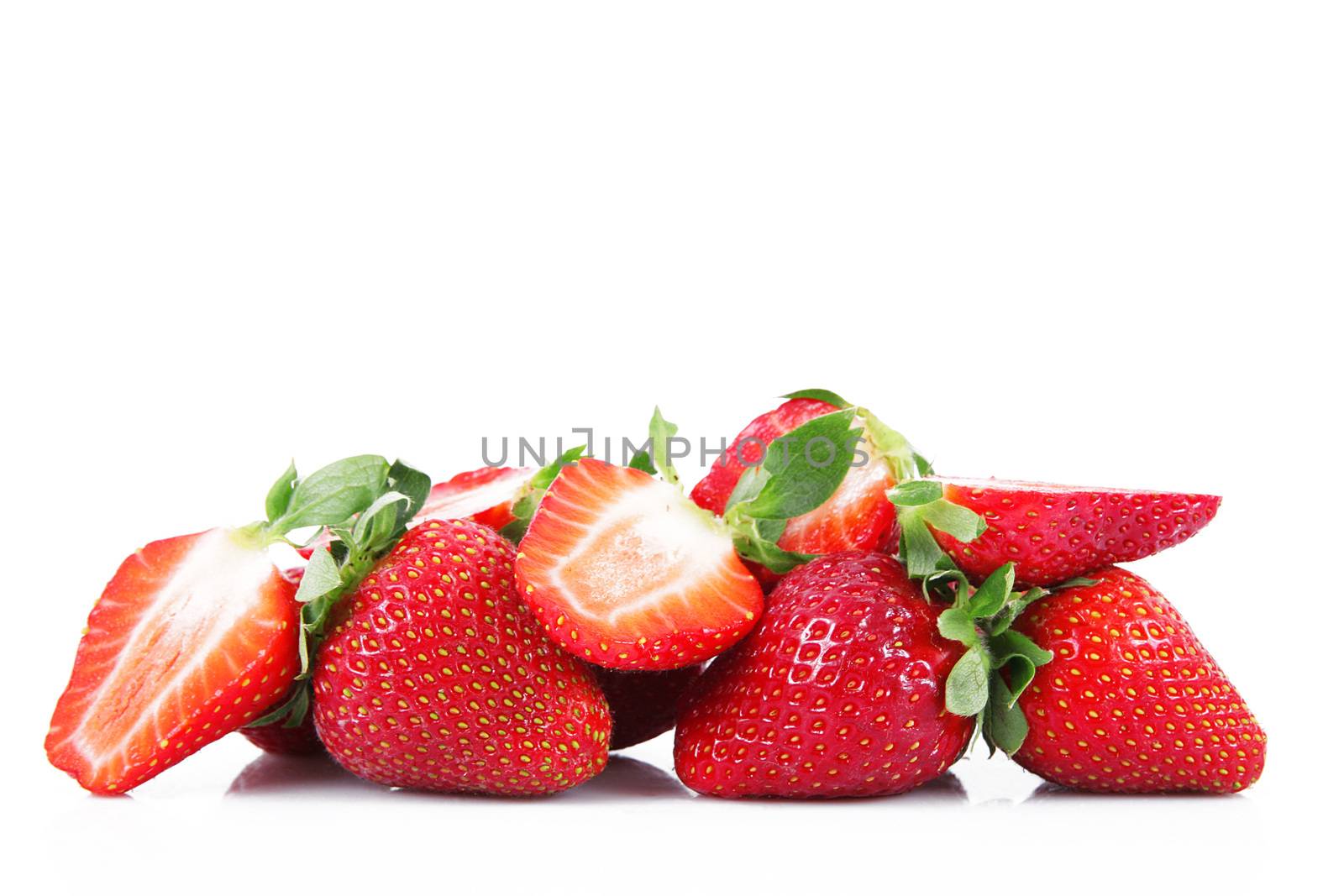 fresh strawberries on white background