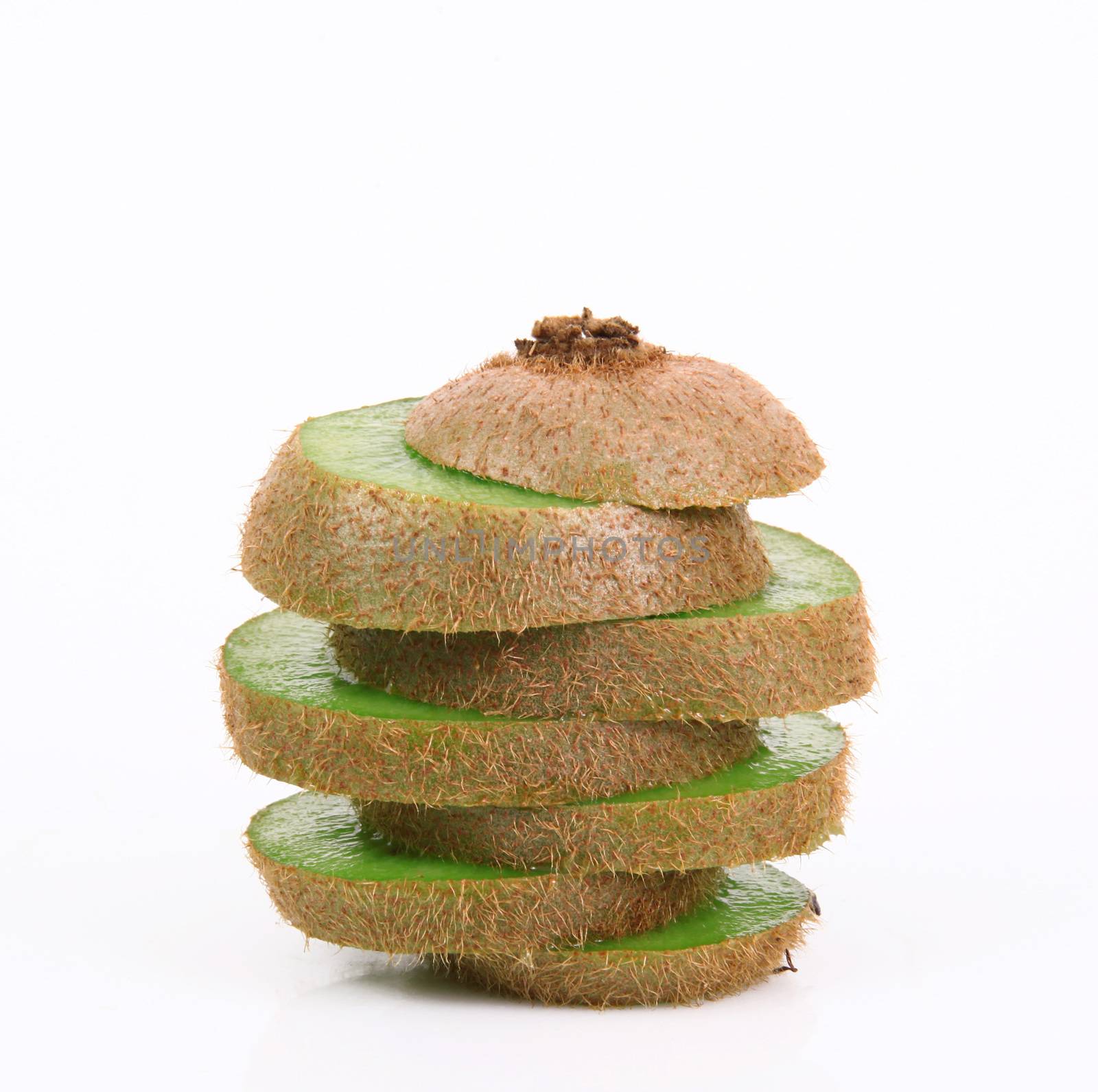fresh slice kiwi on whitebackground