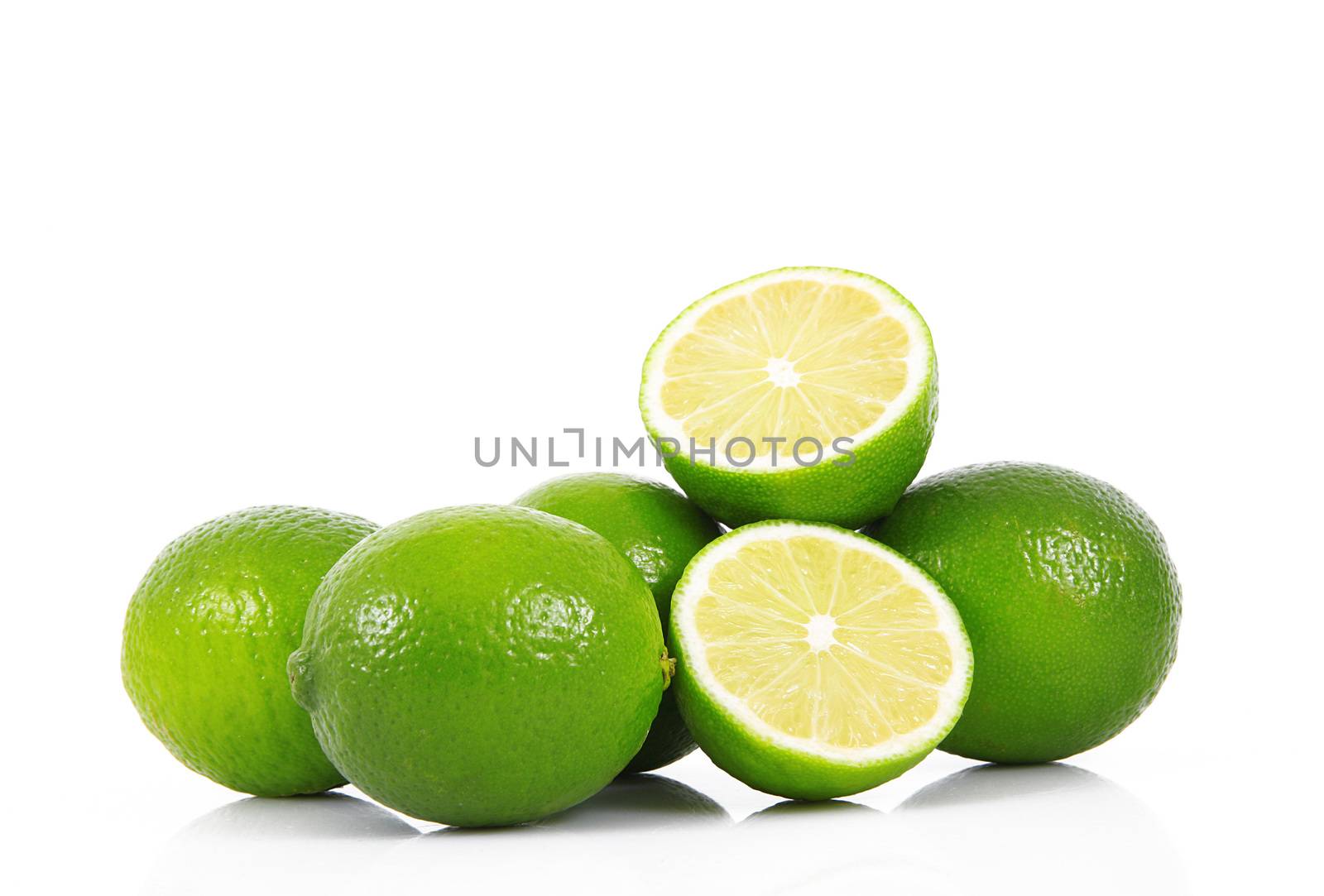 fresh lime on white background