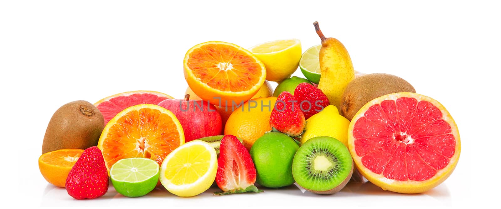 fresh fruit on white background