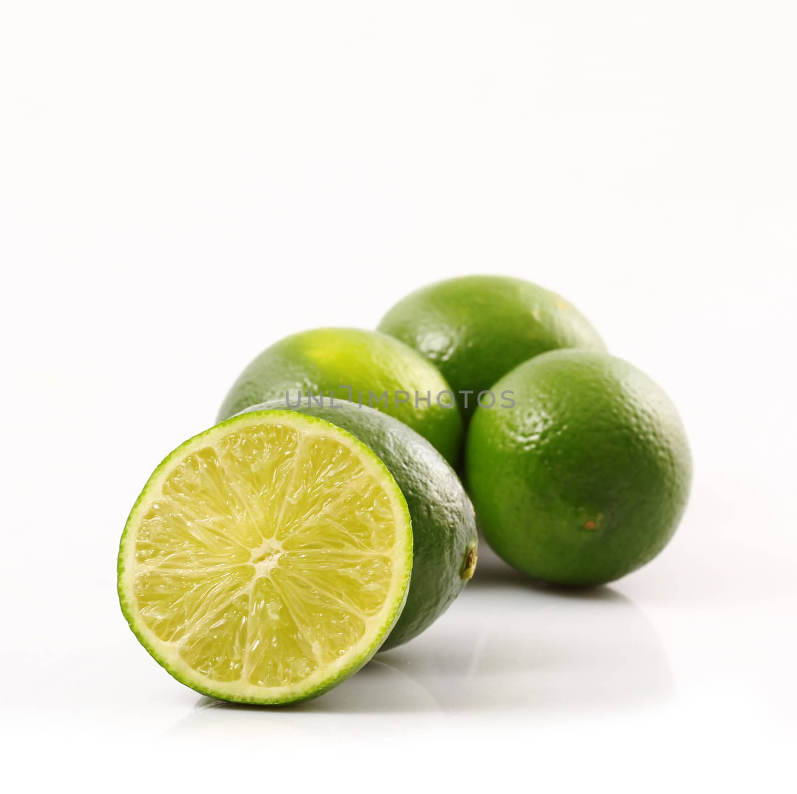 fresh lime on white background