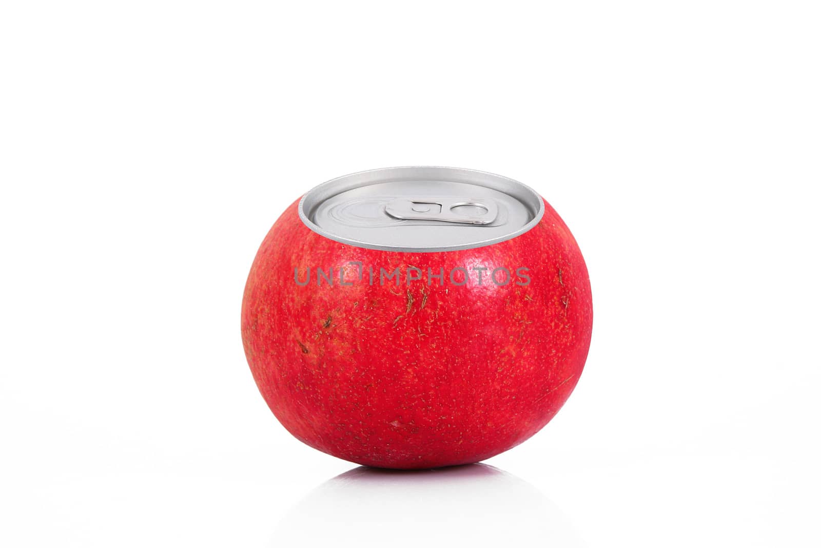 juice of pomegranate in tin on white background