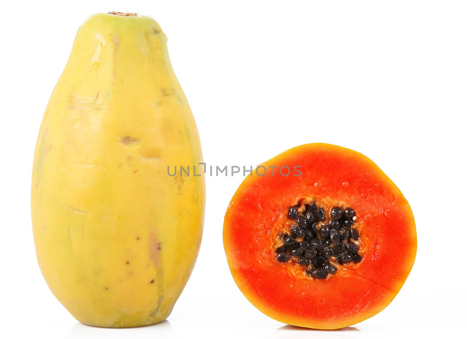 fresh papaya on white background