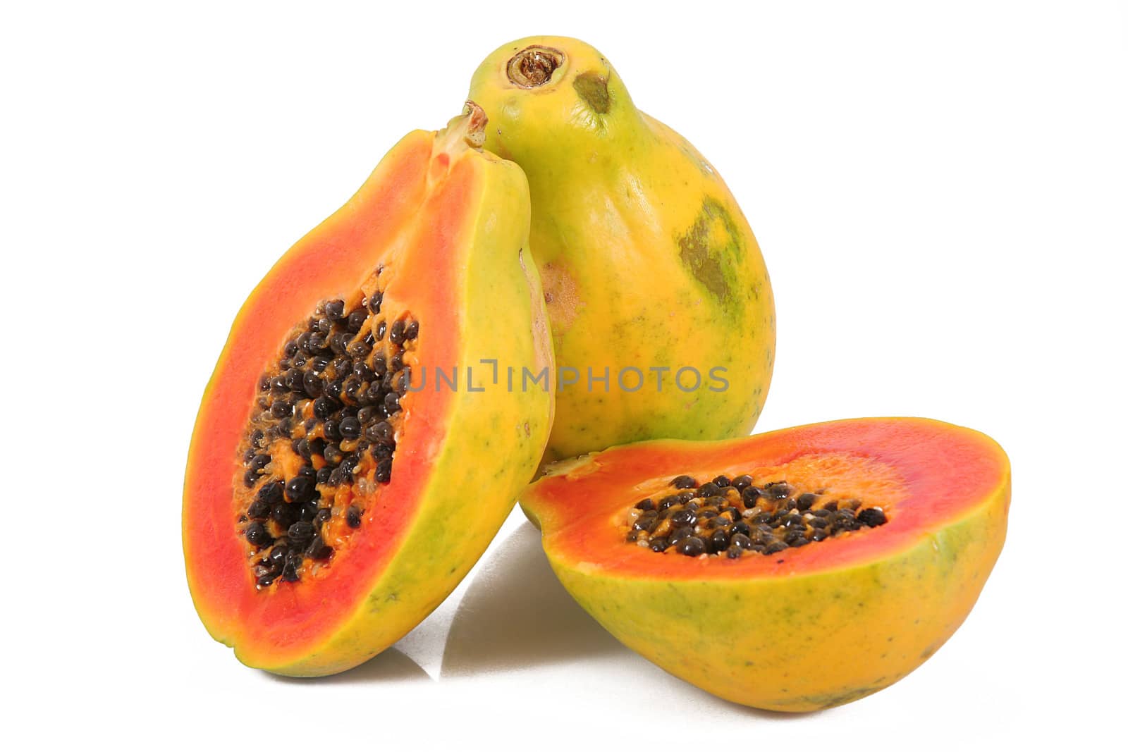 fresh papaya on white background