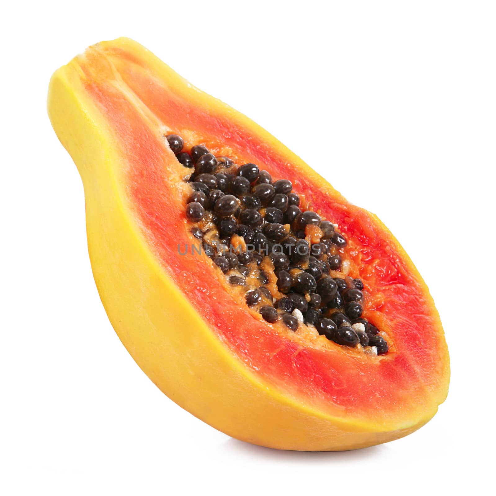 fresh papaya on white background