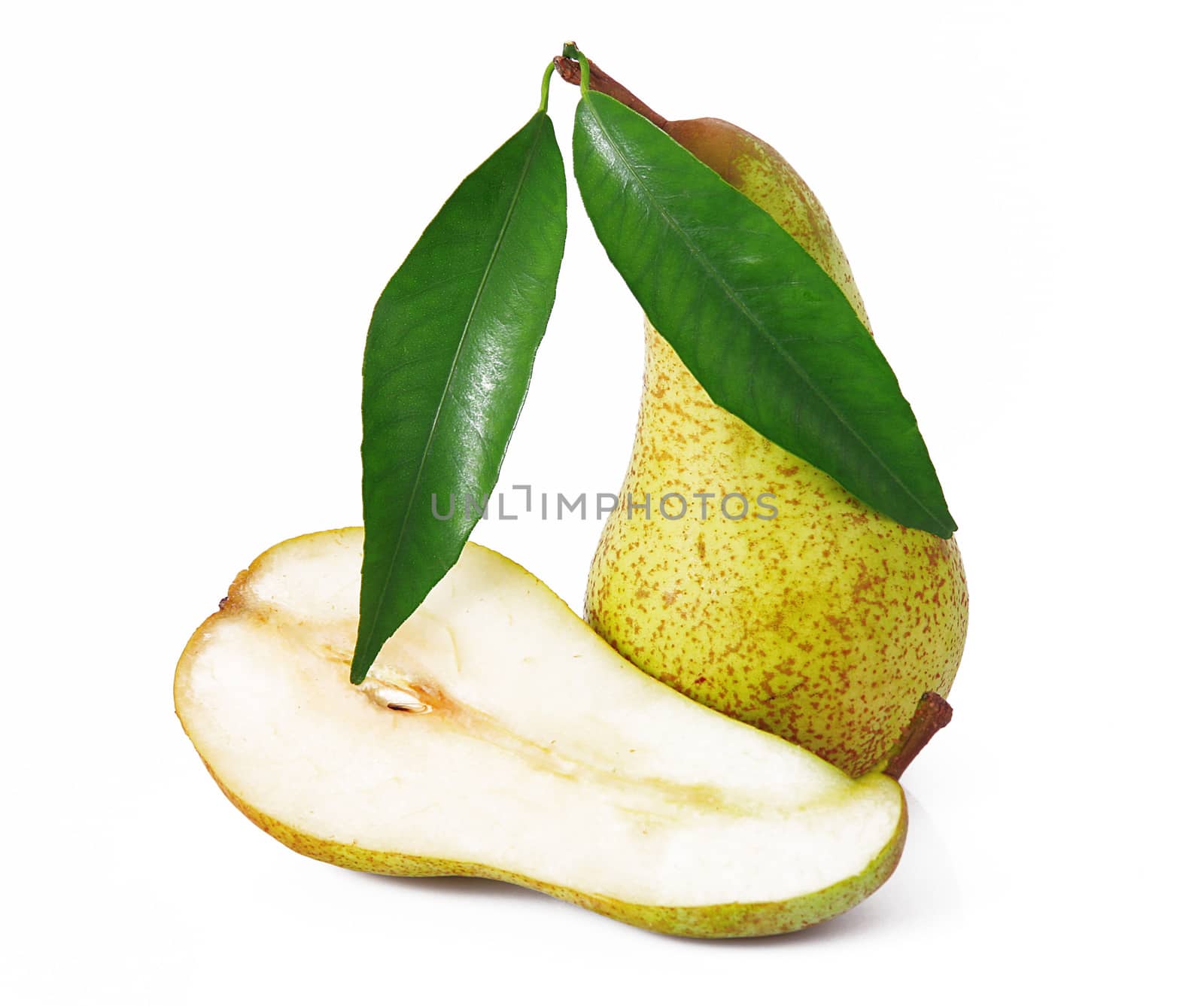 fresh pears on white background