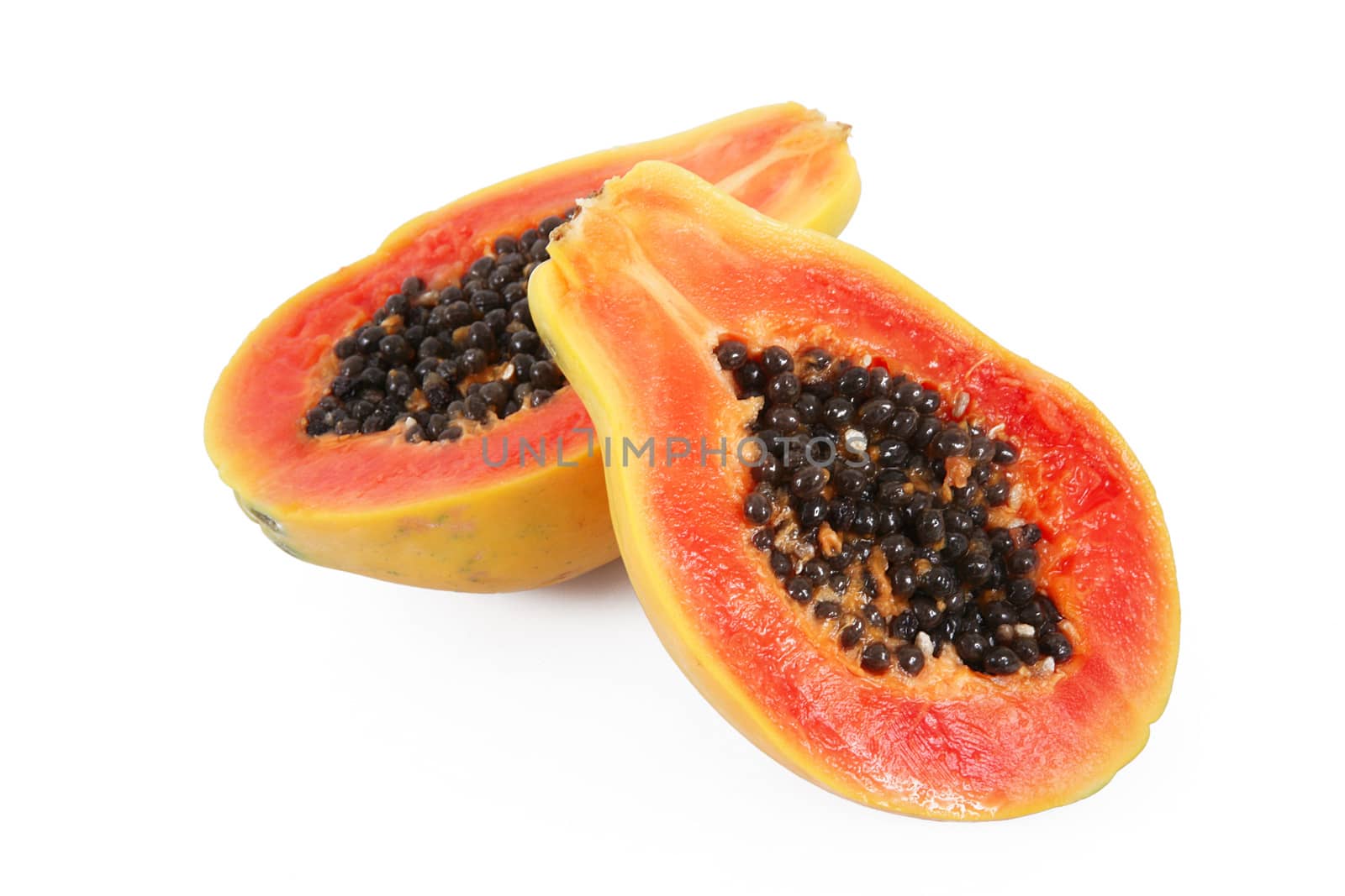 fresh papaya on white background