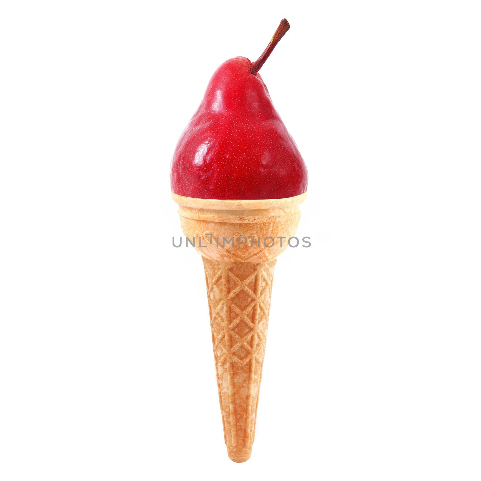 fresh pears like ice cream on white background