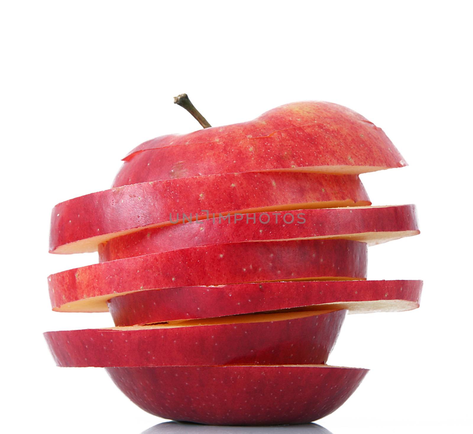 fresh slices apple on white background