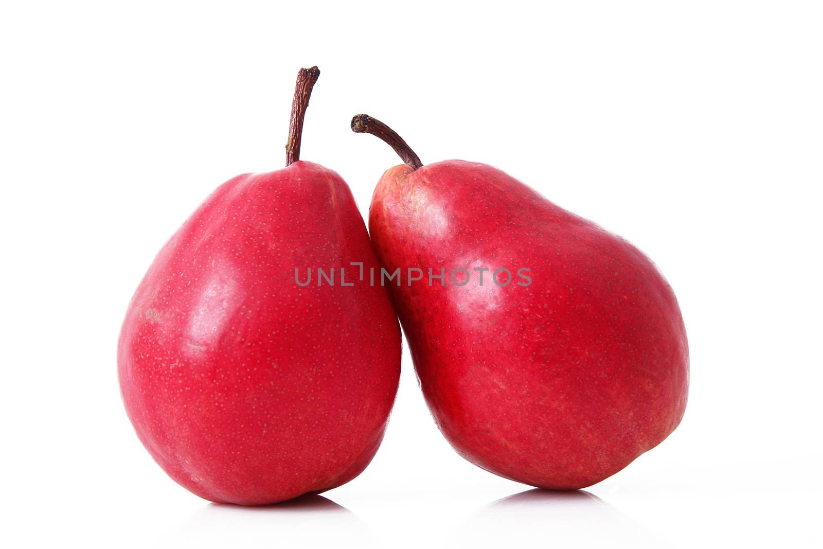 fresh red pears on white background