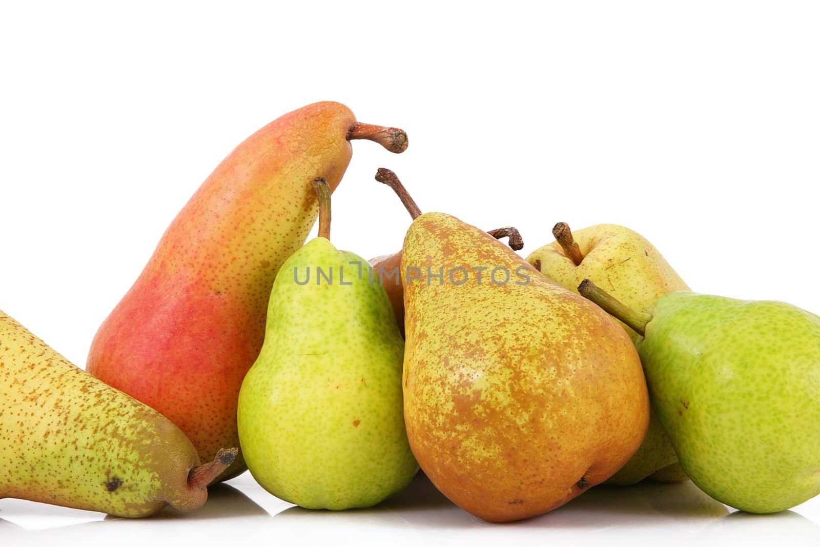 fresh pears on white background