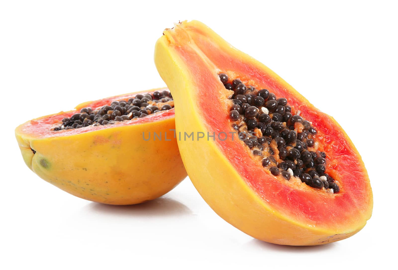 fresh papaya on white background