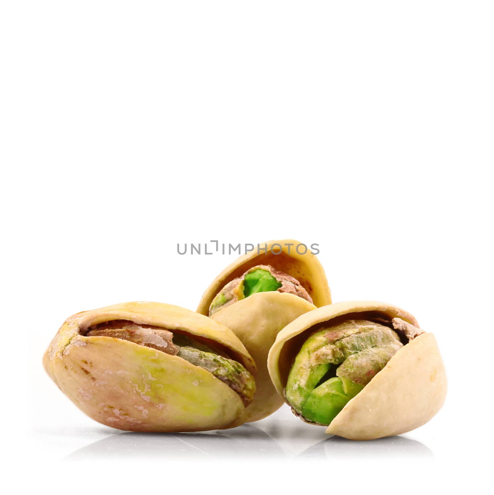 fresh pistachio on white background