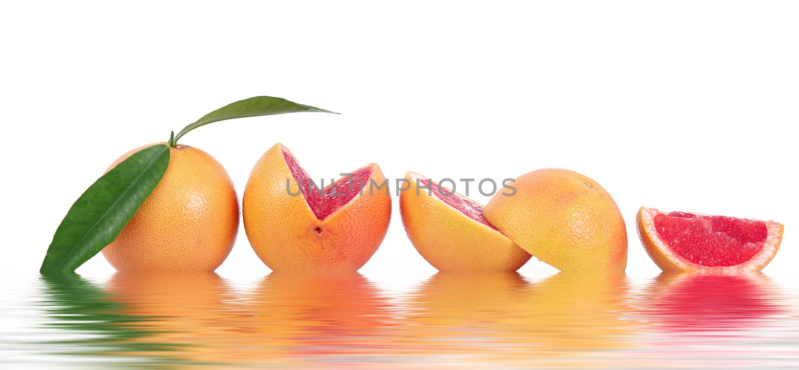 fresh grapefruit on white background