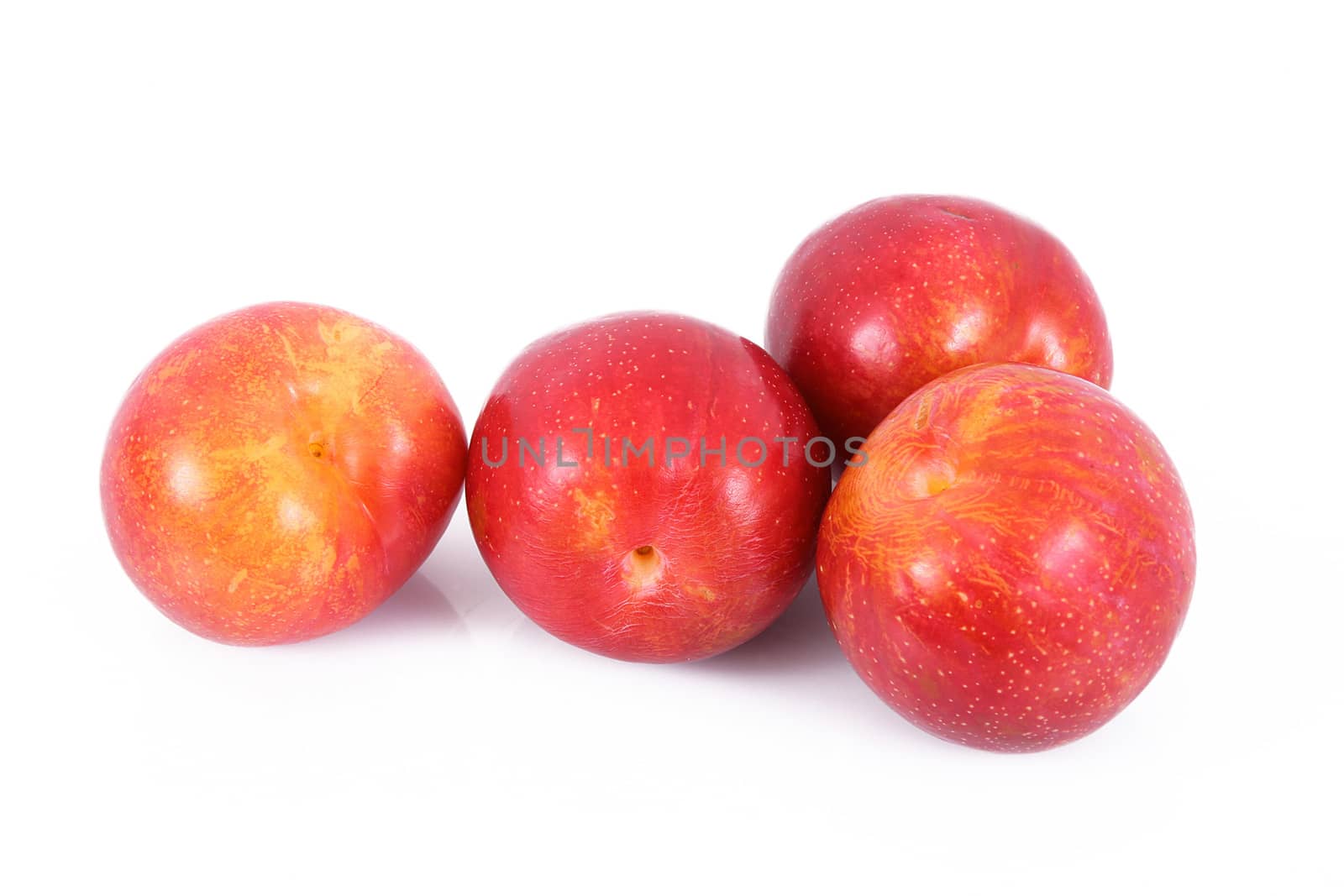fresh plums on white background