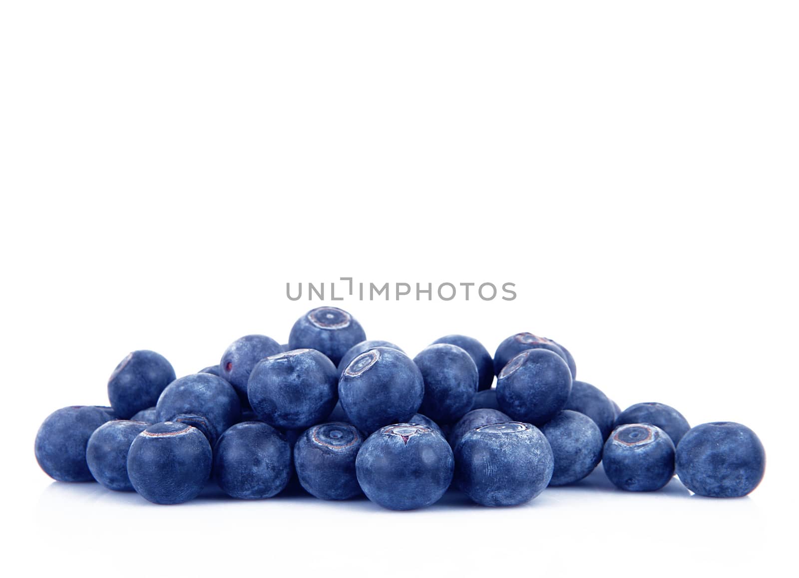 fresh blueberries on white background