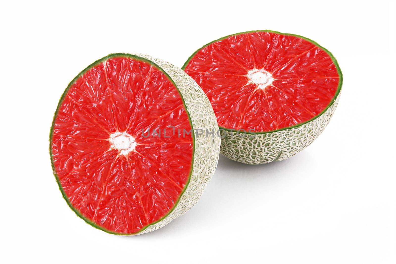 strange ibrid fruit melon-grapefruit