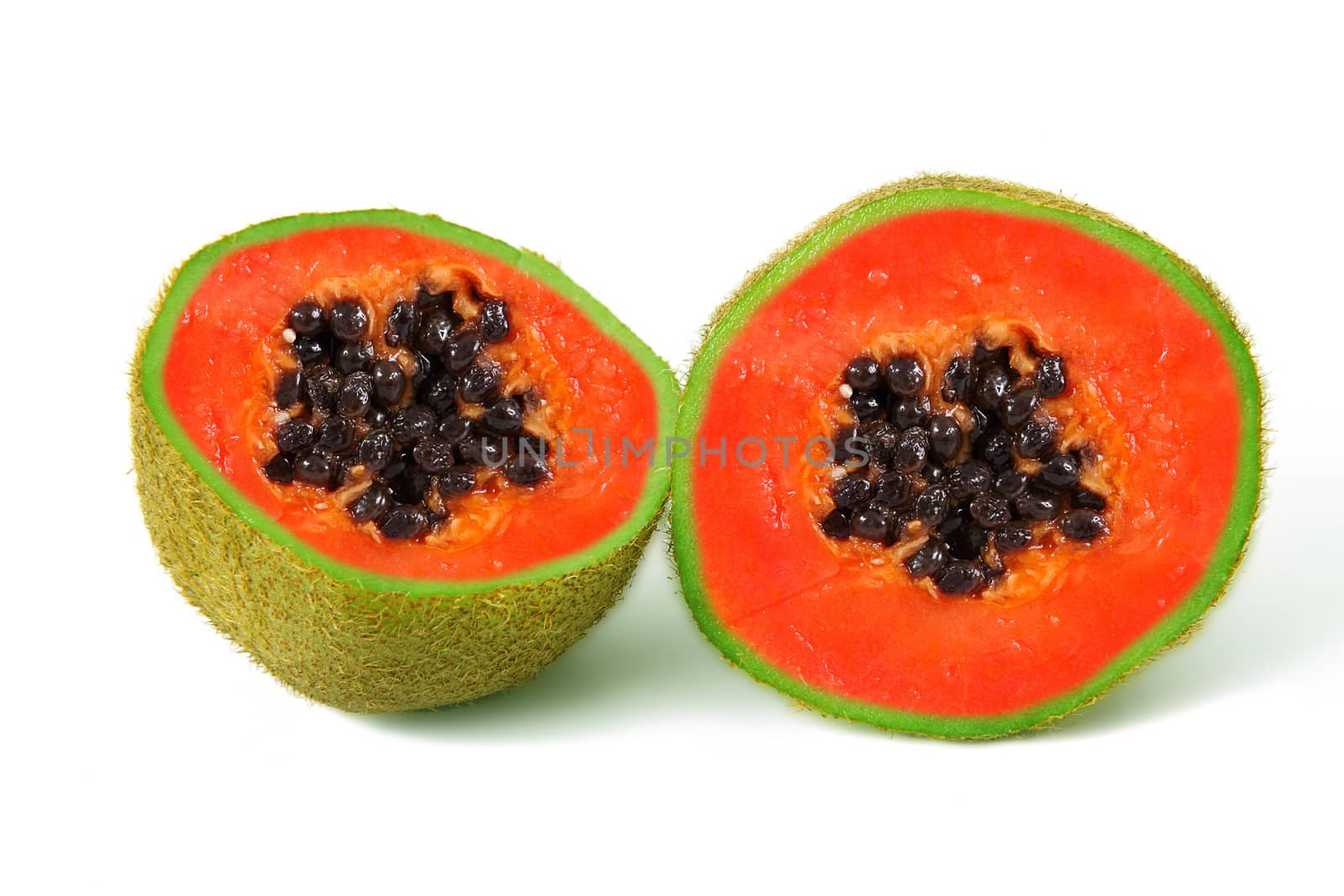 strange ibrid fruit papaya-kiwi
