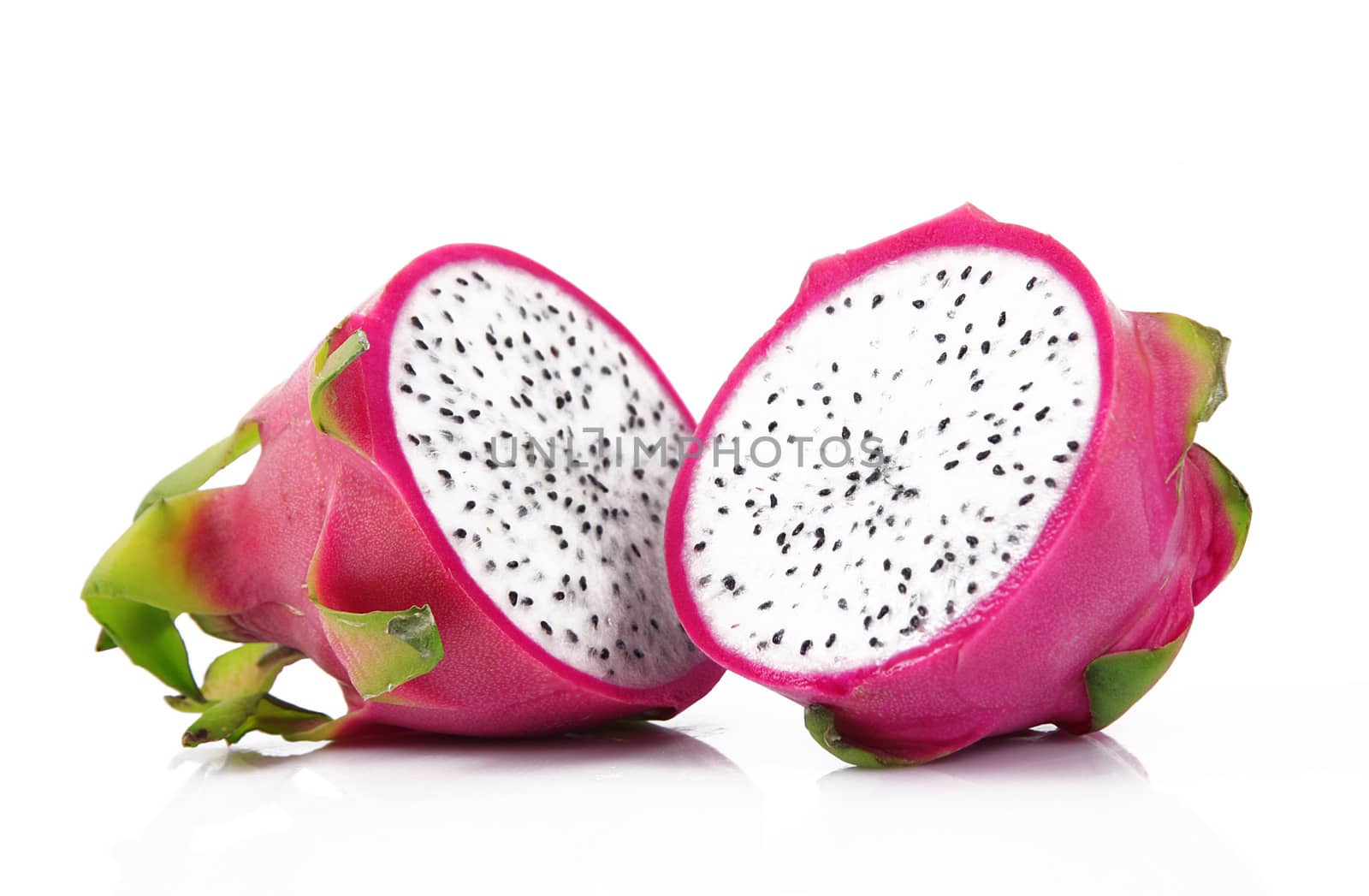 fresh red pitaya on white background
