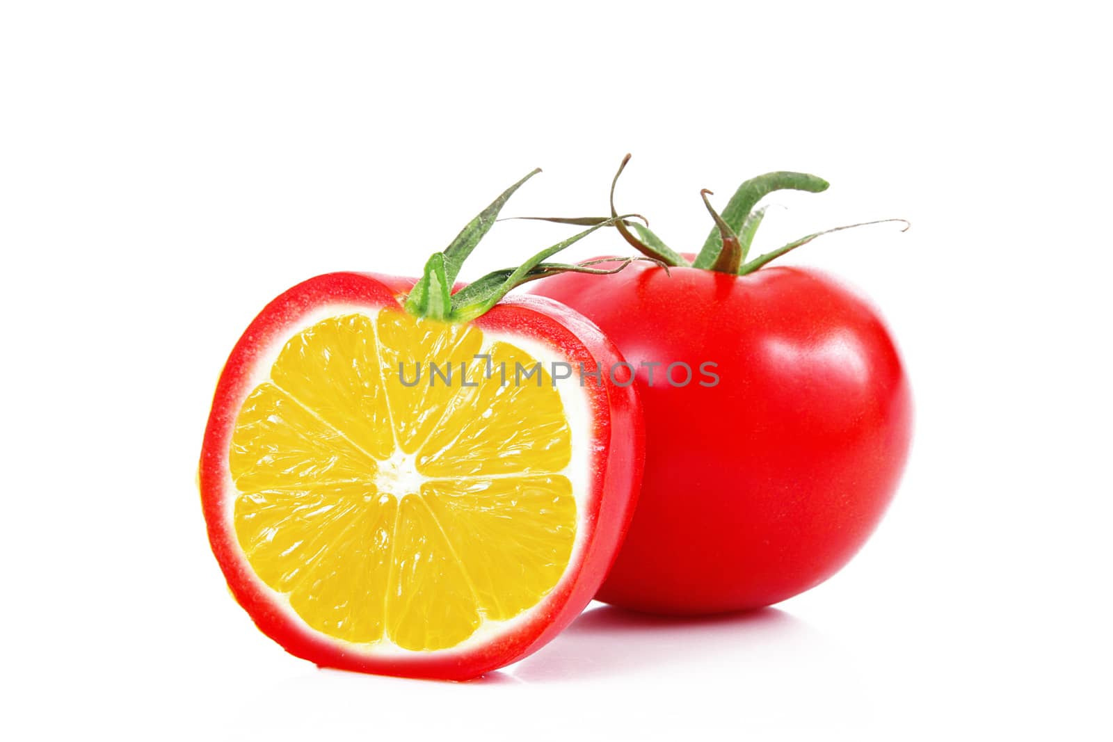 strange ibrid vegetable fruit lemon-tomato