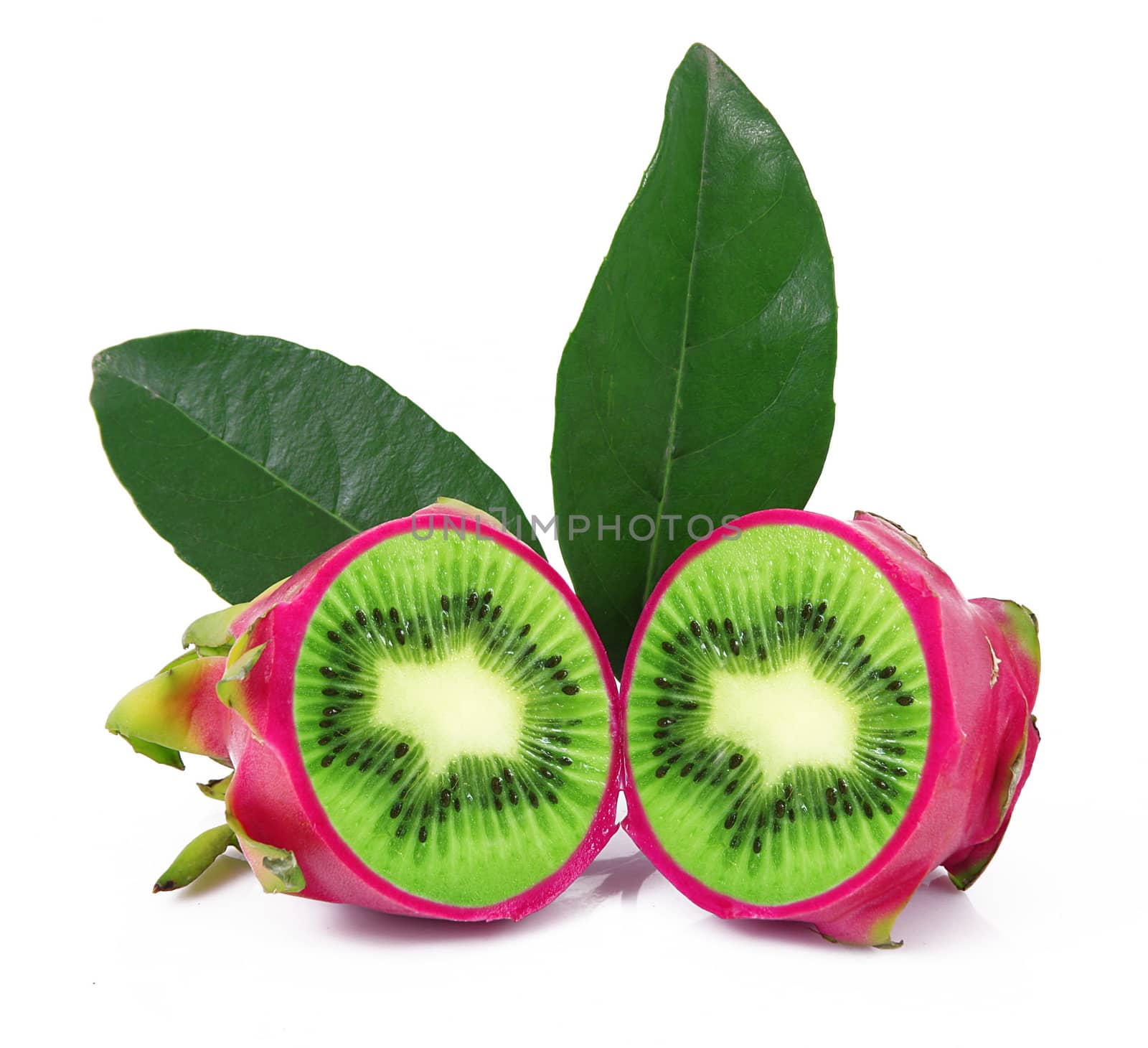 strange ibrid fruit dragon fruit-kiwi