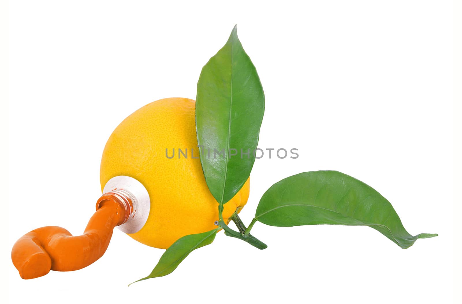 orange like a tube of paint on white background