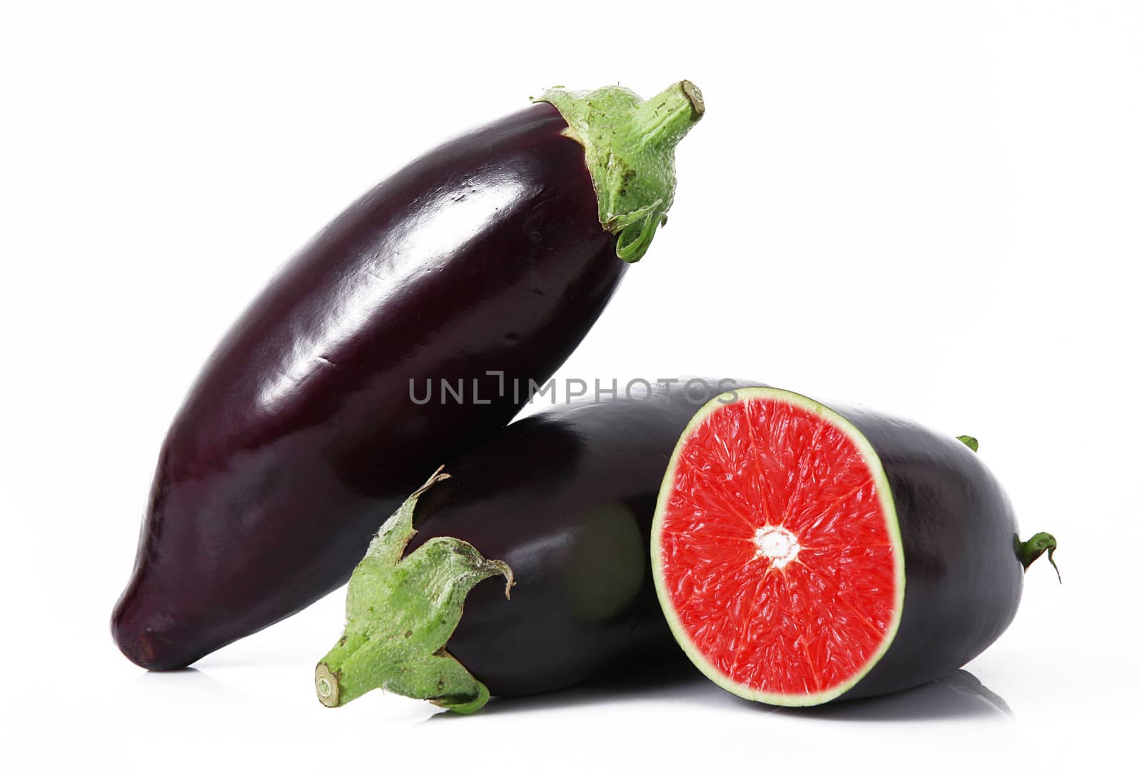 strange ibrid vegetable fruit grapefruit-eggplant