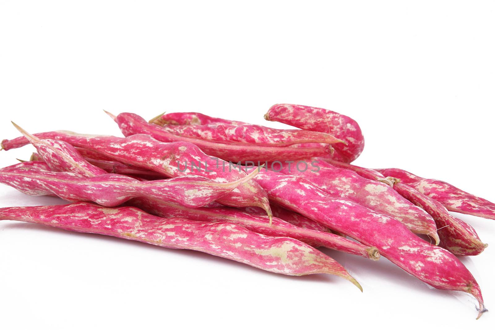 fresh red beans on white background