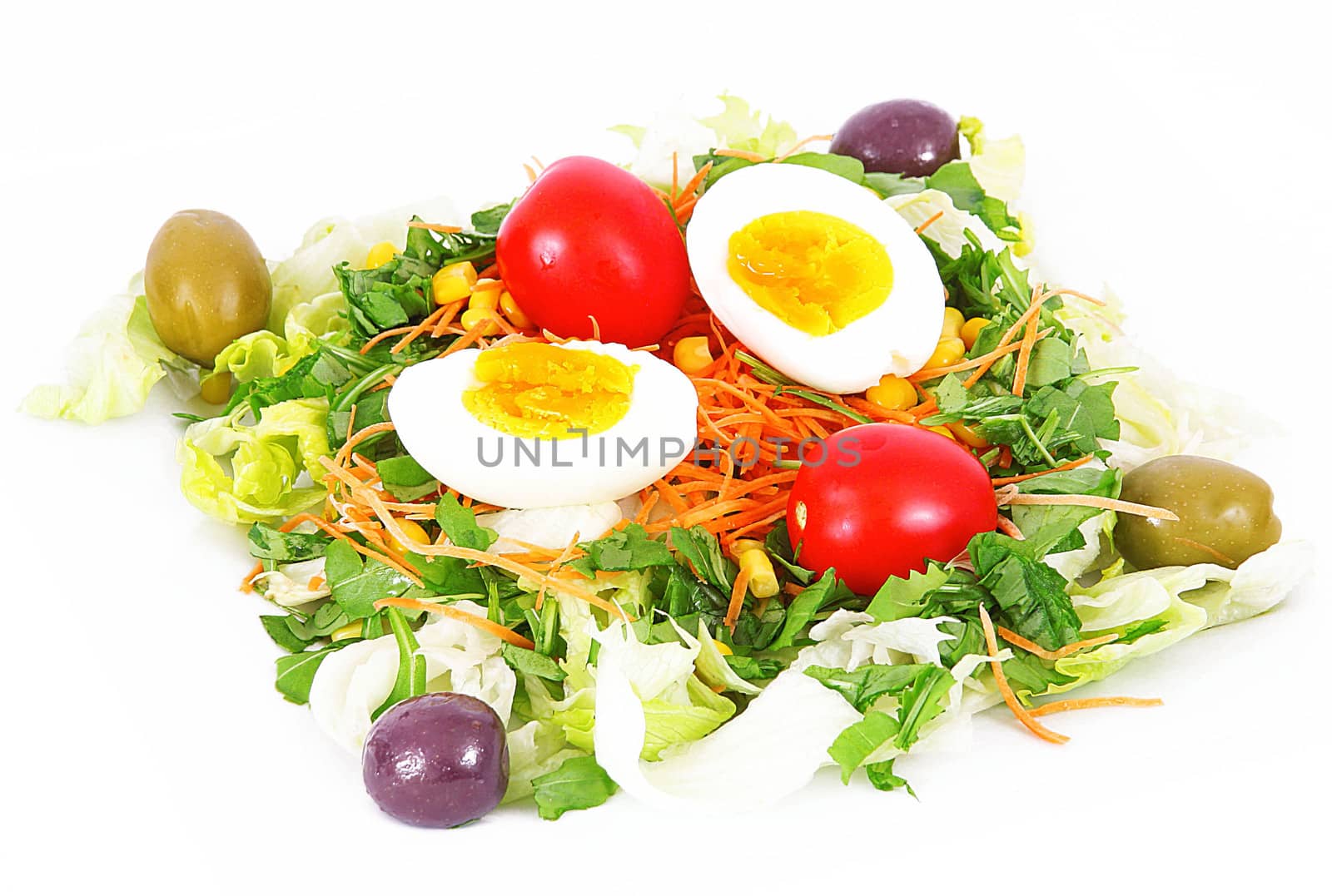 fresh salad dish on white background