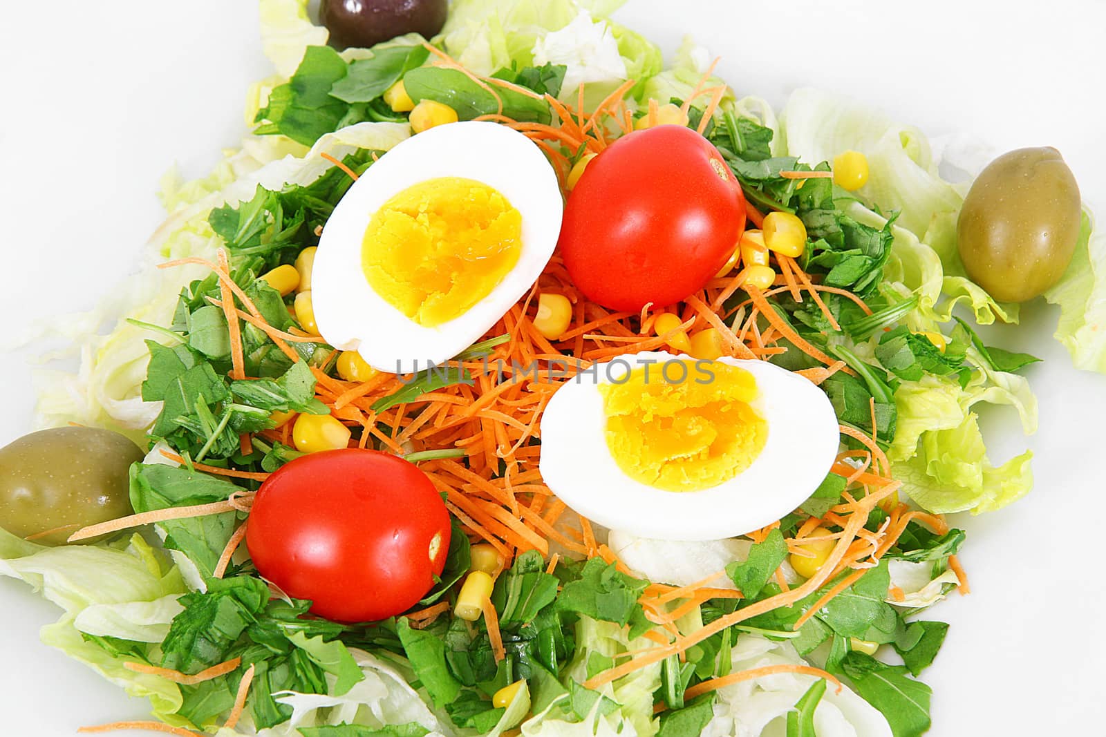 fresh salad dish on white background