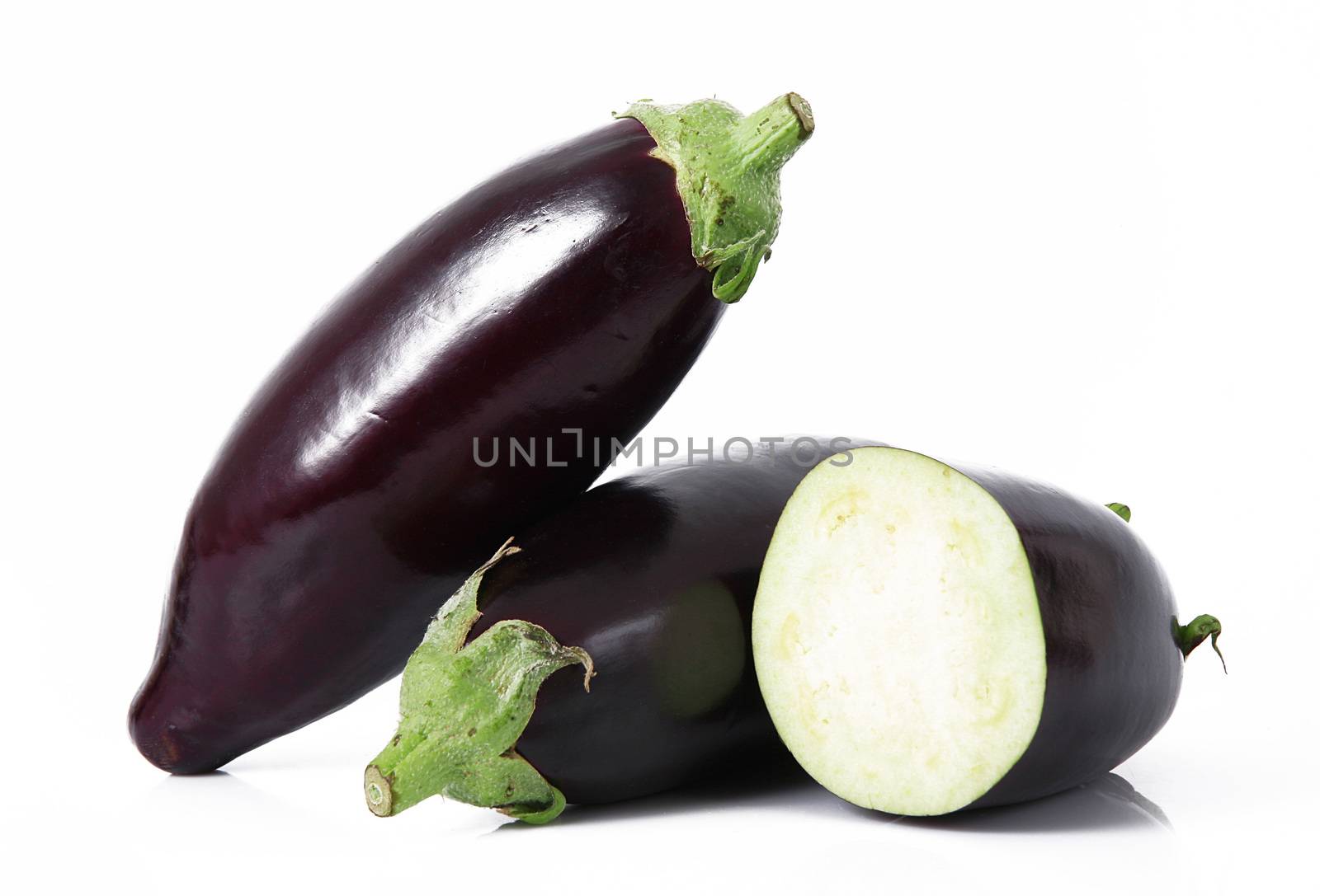 a fresh eggplant on white background
