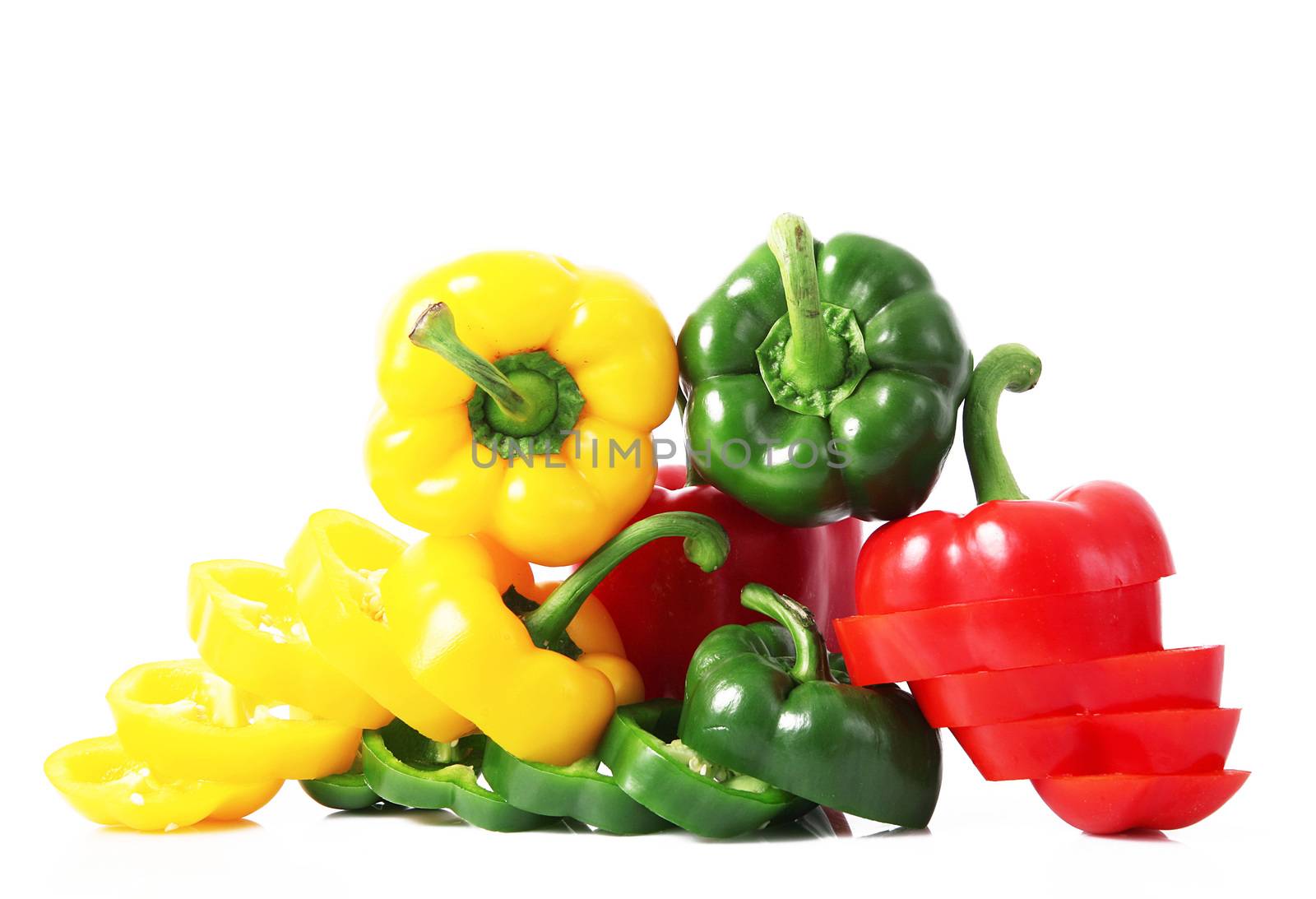 fresh hot peppers on white background